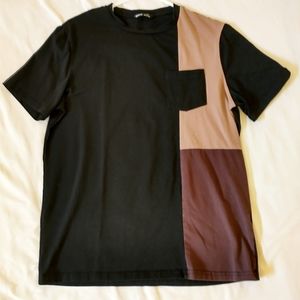 Brown Block Color Tee w/ Pocket